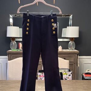 J. Crew Navy Straight Leg Pants with Gold Buttons
